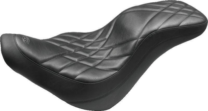 Mustang 18-21 Harley Fat Bob Standard Touring Recessed Passenger Seat - Black - Powersports Haven