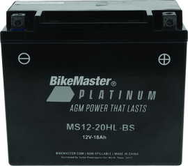 BikeMaster AGM Battery - MS12-20HL-BS - Powersports Haven