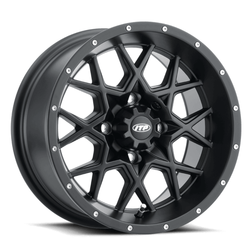 ITP Hurricane 14x7 / 4x137 BP / 5+2 Offset Matte Black Wheel - Powersports Haven