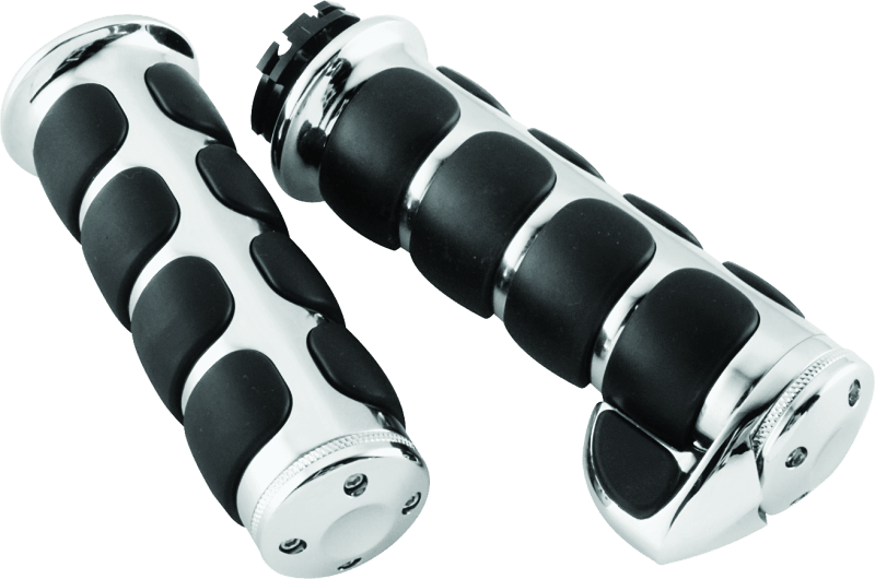 Kuryakyn Premium ISO Grips With Throttle Boss Dual Cable Chrome - Powersports Haven