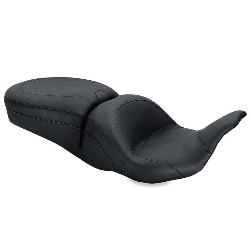 Mustang 08-21 Harley Electra Glide, Rd Glide, Rd King, Str Glide Lowdown Touring 1PC Seat - Black - Powersports Haven