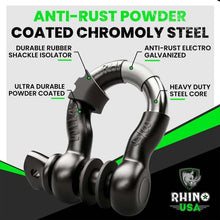 Load image into Gallery viewer, Rhino USA 3/4In D-Ring Shackle Set, Pack Of 2 (Black) - Powersports Haven