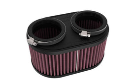 K&N 2-1/8in DUAL FLG 6-1/4 X 4inOD 3inH Universal Clamp-On Air Filter - Powersports Haven
