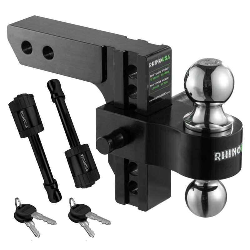 Rhino USA 6In Heavy Duty Drop Hitch - 2In (Black) - Powersports Haven