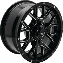 Load image into Gallery viewer, QuadBoss Barbwire 14X7 - 5+2 - 4/110 - Black Machined - Powersports Haven
