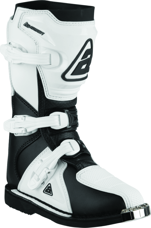 Answer AR1 Boot Black/White Youth Size - 1 - Powersports Haven