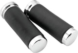 Bikers Choice Chrome & Leather 1 Inch Grips Universal Pr