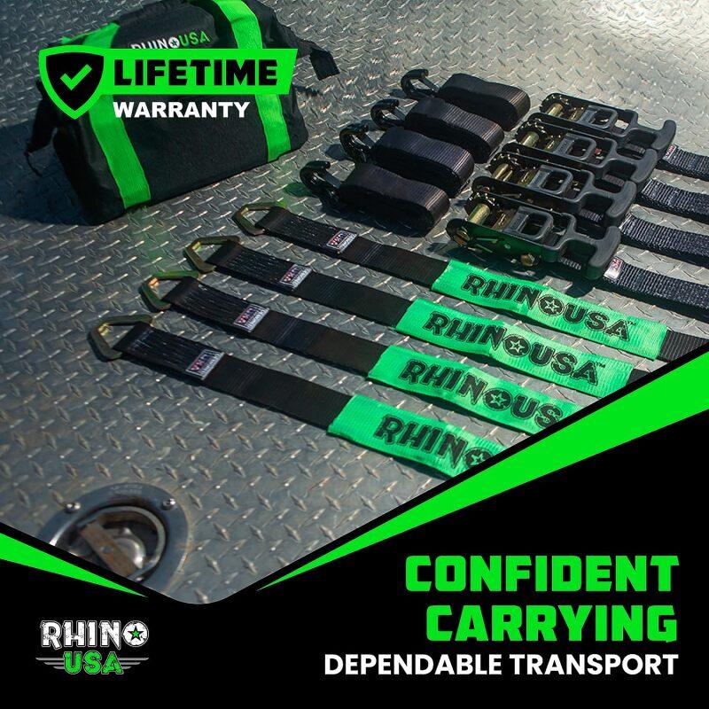 Rhino USA Heavy Duty Vehicle Tie Down Kit- Green - Powersports Haven