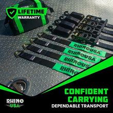 Load image into Gallery viewer, Rhino USA Heavy Duty Vehicle Tie Down Kit- Green - Powersports Haven