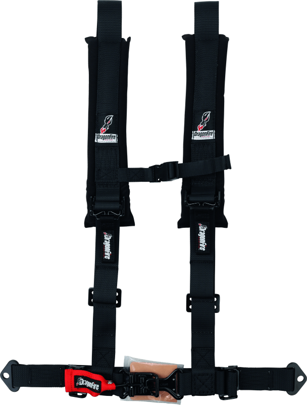 DragonFire Racing Harness- H-Style- 4-Point- 2in Youth- Black - Powersports Haven