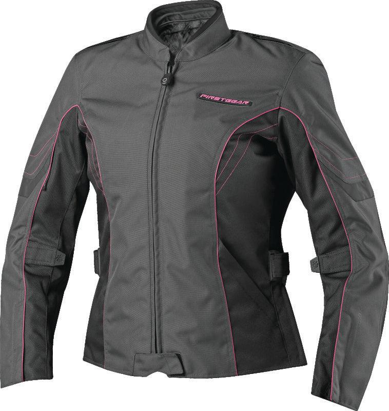 First Gear Contour Jacket Charcoal/Black/Pink Womens - Small - Powersports Haven