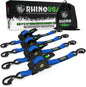 Rhino USA Retractable Ratchet Straps (4Pk 1Inx10Ft) (Blue) - Powersports Haven