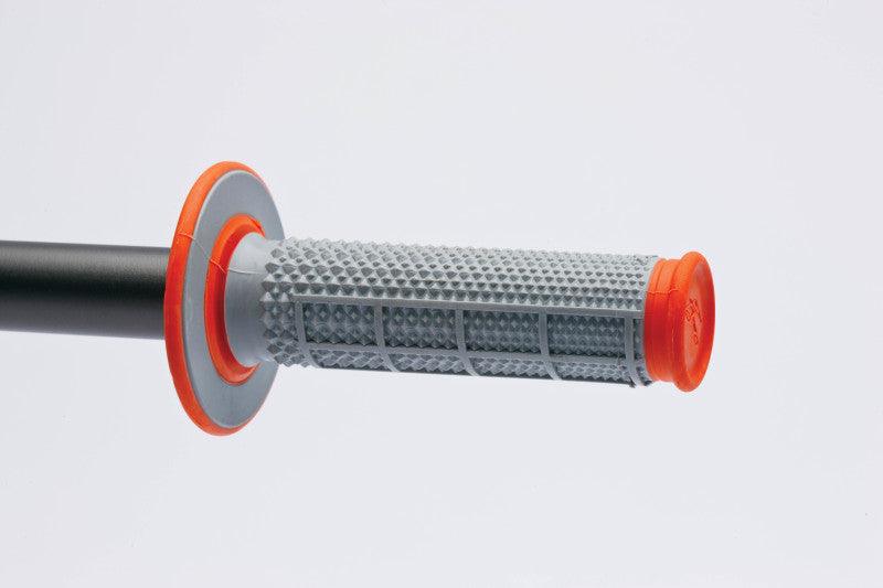 Renthal MX Dual Compound Grips Tapered 1/2 Waffle - Grey/ Orange - Powersports Haven