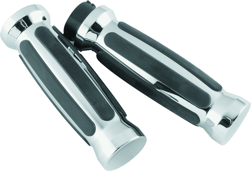 Bikers Choice 81-17 XL & Big Twin Dual Cable Chrome & Black Sensation Grips Pr - Powersports Haven