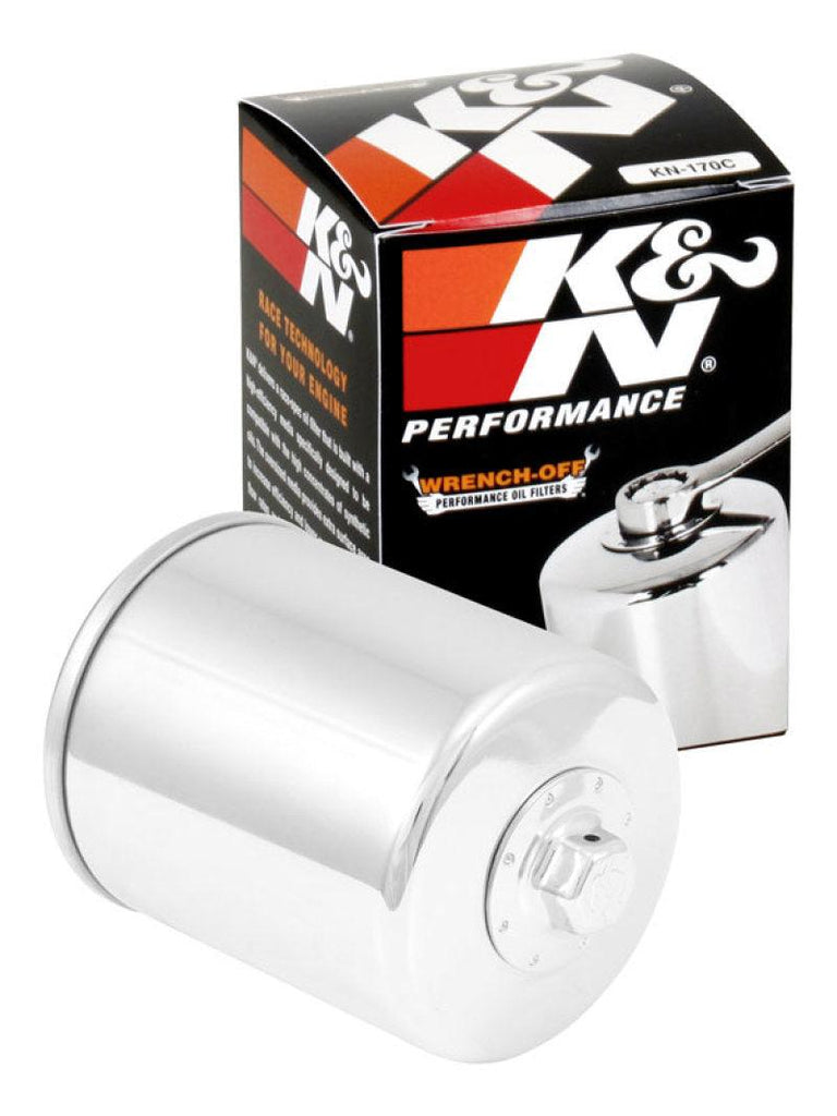 K&N Harley Davidson 3in OD x 4.063in H Chrome Oil Filter - Powersports Haven