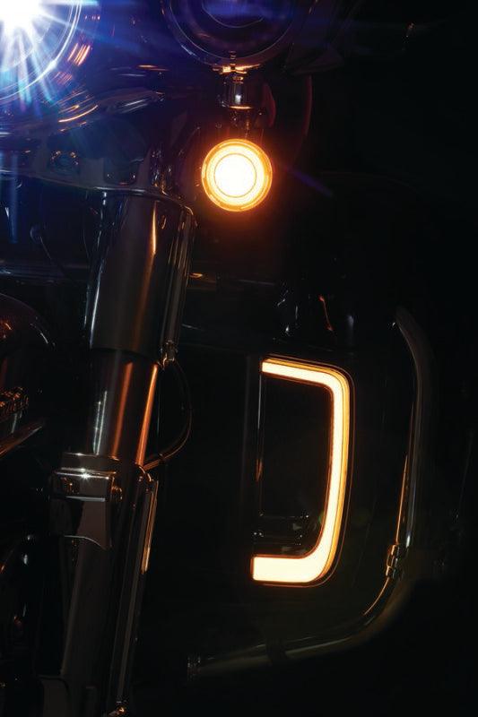 Kuryakyn Tracer L.E.D. Front Turn Signal Insert, White/Amber Light, Smoke Lens 1157 - Powersports Haven