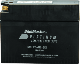 BikeMaster AGM Battery - MS12-4B-BS - Powersports Haven