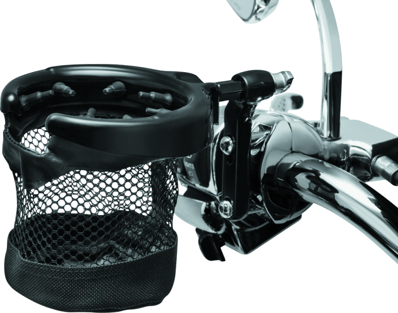 Kuryakyn Drink Holder With Basket Perch Mount Gloss Black - Powersports Haven
