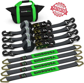 Rhino USA Heavy Duty Vehicle Tie Down Kit - Black - Powersports Haven