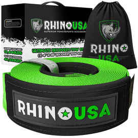 Rhino USA Recovery Tow Strap 4Inx30Ft (Green) - Powersports Haven