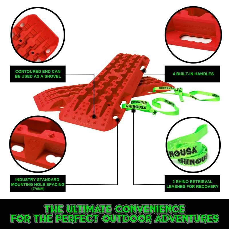 Rhino USA Recovery Traction Boards - Red (Pair) - Powersports Haven