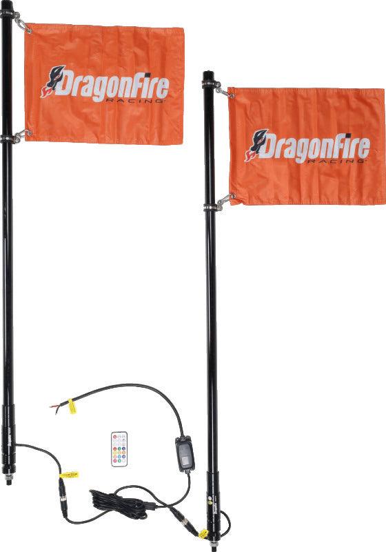 DragonFire Racing Whips - 4ft Spiral LED Black Pair - Powersports Haven