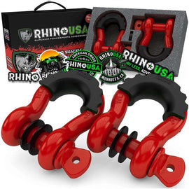 Rhino USA 3/4In D-Ring Shackle Set (2-Pack)(Red) - Powersports Haven