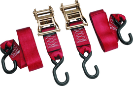 BikeMaster 2x84in Ratchet Tiedown Pair - Red - Powersports Haven