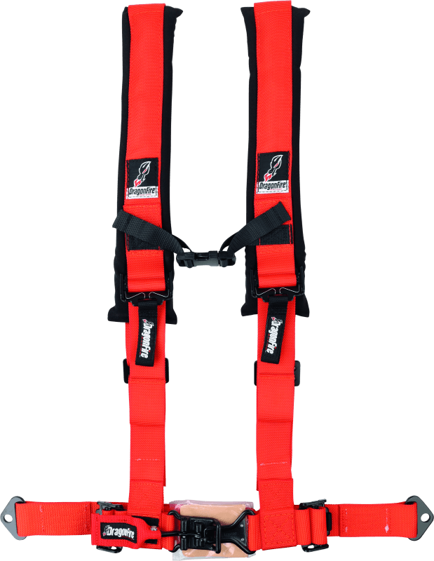 DragonFire Racing Harness- H-Style- 4-Point- 2in Buckle- Orange - Powersports Haven