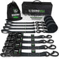 Rhino USA Heavy Duty Ratchet Tie-Down 4-Pack (Black) 1.6In X 8Ft - Powersports Haven