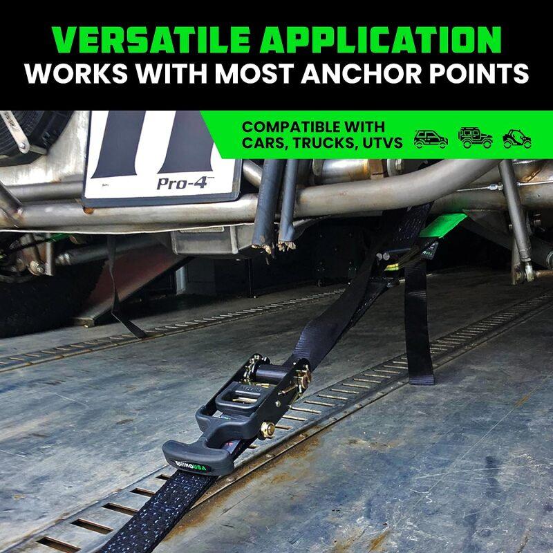 Rhino USA Heavy Duty Vehicle Tie Down Kit- Green - Powersports Haven