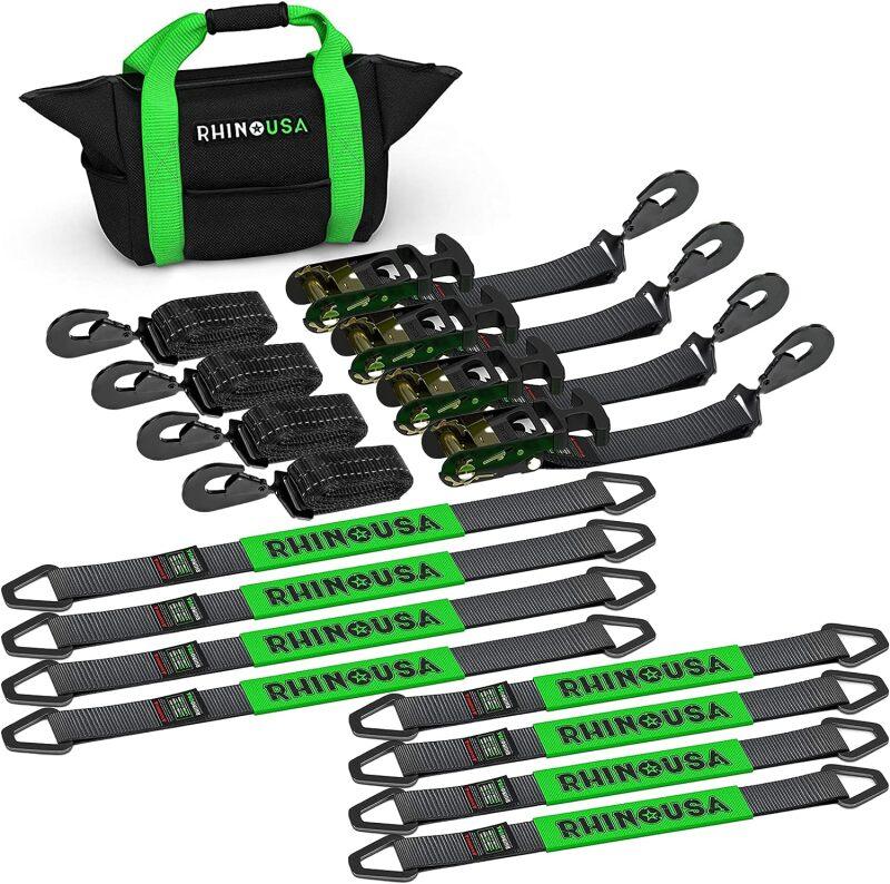 Rhino USA Heavy Duty Vehicle Tie Down Kit (Snap Hook) - Powersports Haven