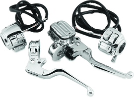 Bikers Choice 96-05 Big Twin 9/16in Bore Chrome Handlebar Control Kit With Chrome Switches - Powersports Haven