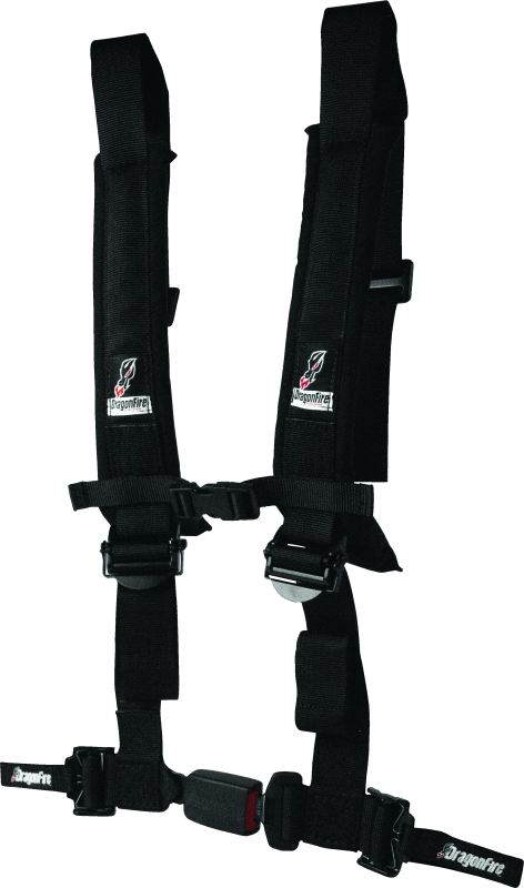 DragonFire Racing Harness H-Style- 4-Point- EZ-Adjust- 2in Buckle- Black - Powersports Haven