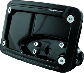 Kuryakyn Curved Horizontal Mount Side License Plate Holder Gloss Black - Powersports Haven