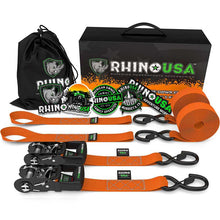 Load image into Gallery viewer, Rhino USA Heavy Duty Ratchet Tie-Downs 2-Pack (Orange) 1.6In X 8Ft - Powersports Haven