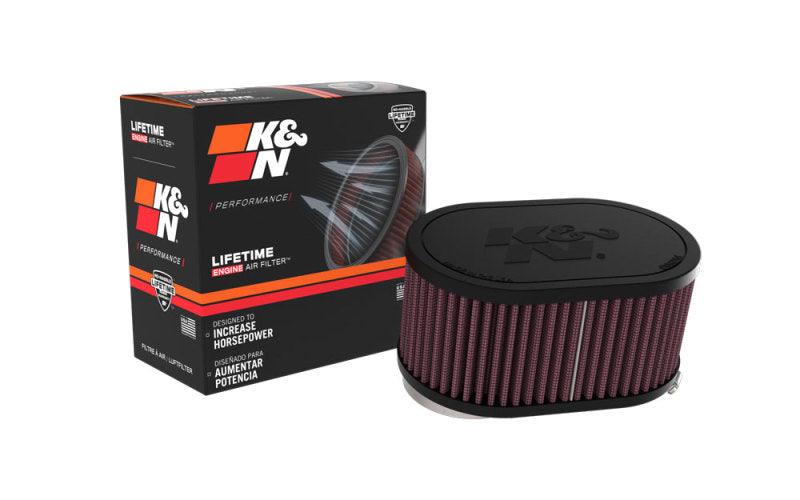 K&N 2-1/8in DUAL FLG 6-1/4 X 4inOD 3inH Universal Clamp-On Air Filter - Powersports Haven