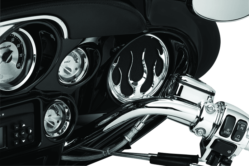 Kuryakyn Flame Speaker Grills Chrome - Powersports Haven