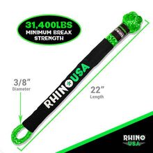 Load image into Gallery viewer, Rhino USA Synthetic Soft Shackle (2Pk 3/8InX22In) (Green) - Powersports Haven