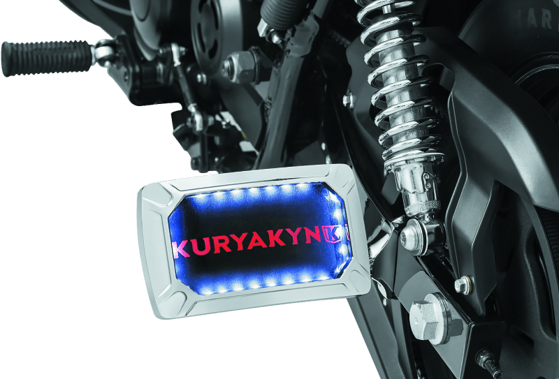 Kuryakyn Nova Curved Horizontal Mount Side License Plate Holder Chrome - Powersports Haven