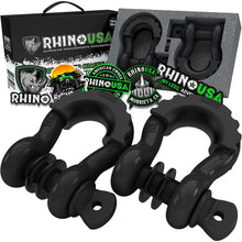 Load image into Gallery viewer, Rhino USA 3/4In D-Ring Shackle Set (2-Pack) Matte Black - Powersports Haven