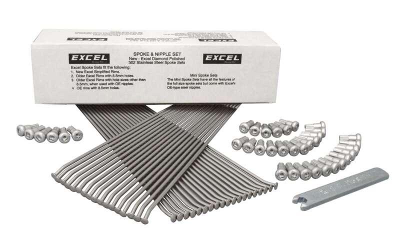 Excel Rear Spoke/Nipple Set (w/ Wrench) - 8 Gauge / 36 Qty - Silver - Powersports Haven