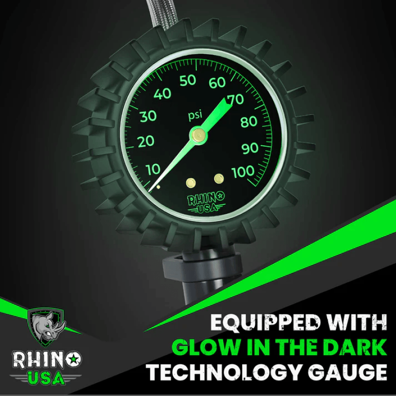Rhino USA 100 Psi Analog Tire Inflator Gauge - Powersports Haven