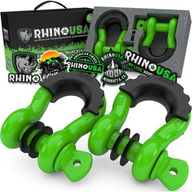Rhino USA 3/4In D-Ring Shackle Set (2-Pack)(Green) - Powersports Haven