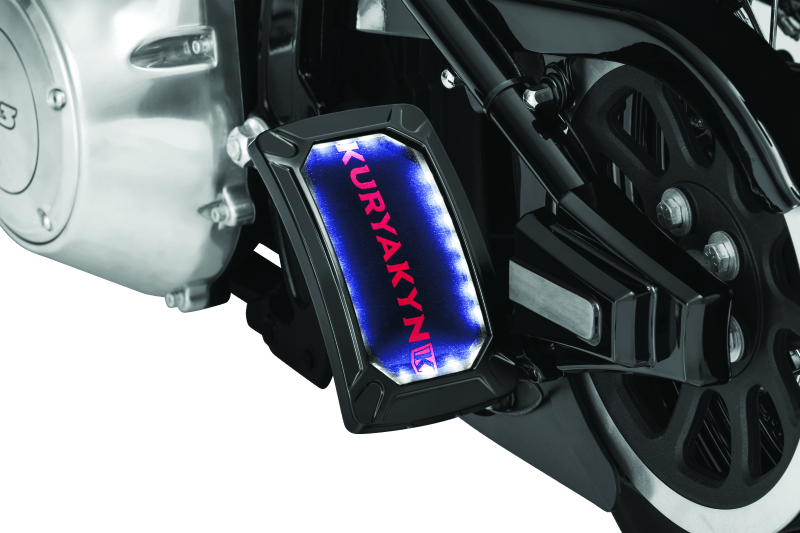 Kuryakyn Nova Curved Vertical Mount Side License Plate Holder Gloss Black - Powersports Haven