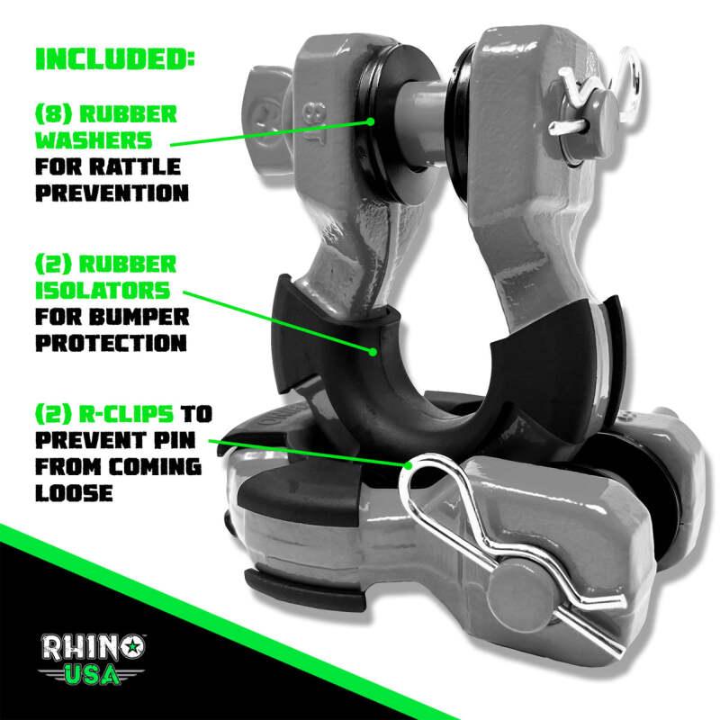 Rhino USA 8T Super Shackle 2-Pack (Gray) - Powersports Haven