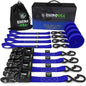 Rhino USA Heavy Duty Ratchet Tie-Down 4-Pack Blue 1.6In X 15Ft - Powersports Haven