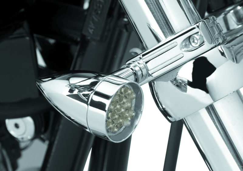 Bikers Choice Chrome Mini LED Turn Signals W/ 41 MM Clamp Universal Custom Pr - Powersports Haven