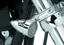 Bikers Choice Chrome Mini LED Turn Signals W/ 41 MM Clamp Universal Custom Pr - Powersports Haven