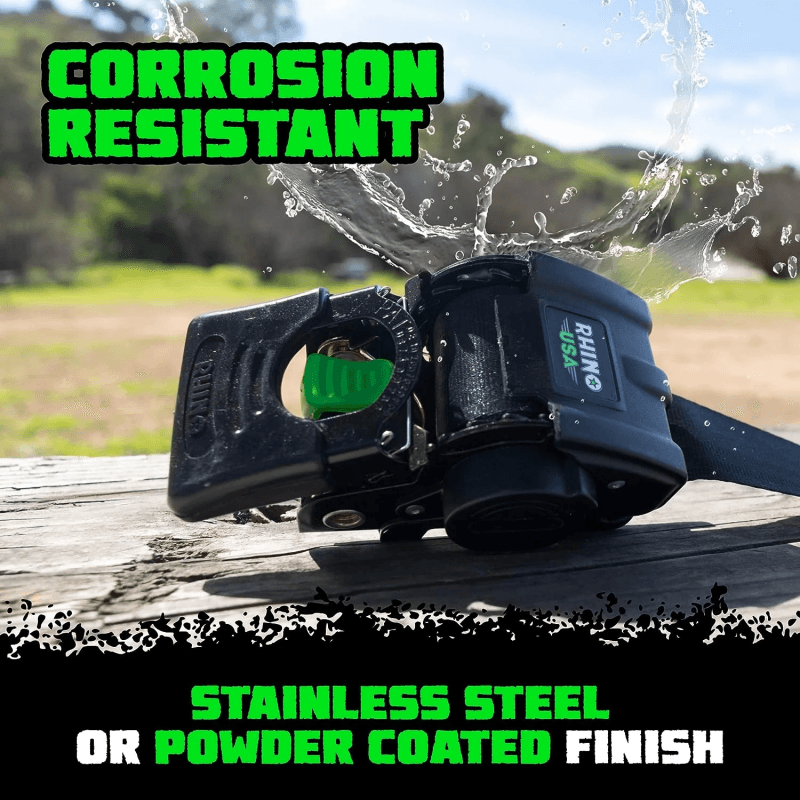 Rhino USA Retractable Transom Straps (2 Pack-Black) - Powersports Haven